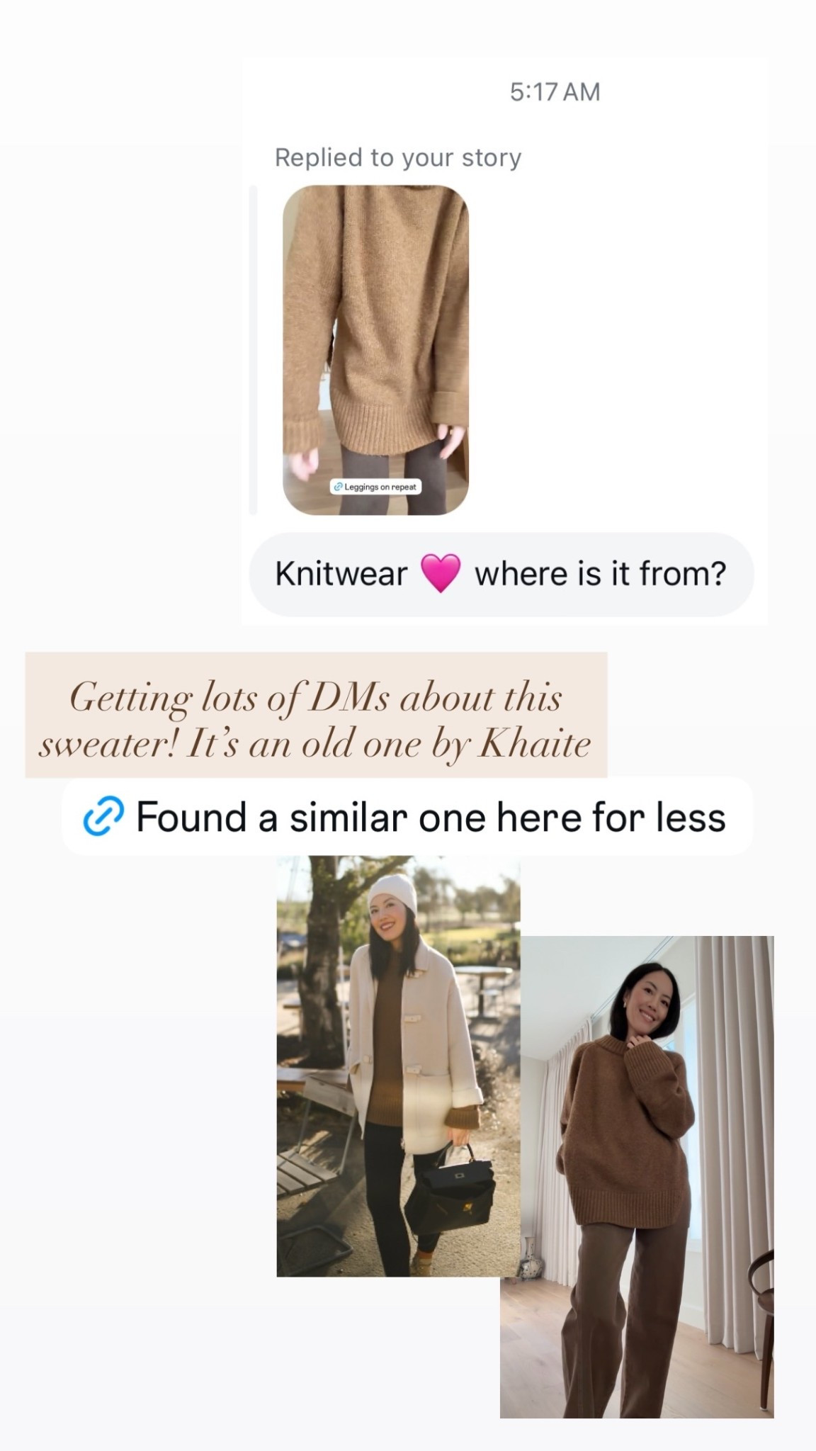 Linked my most loved brown leggings. 

Similar sweater linked here too!

#classicstyle
#leggings
#springoutfit
#traveloutfit
#springsweater



#LTKselfcare #LTKgrwm #LTKmomlife