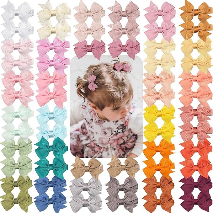 Baby Hair Clips,Small Hair Bows for Girls Fully Covered Alligator Clips Hair Barrettes for Baby G... | Amazon (US)