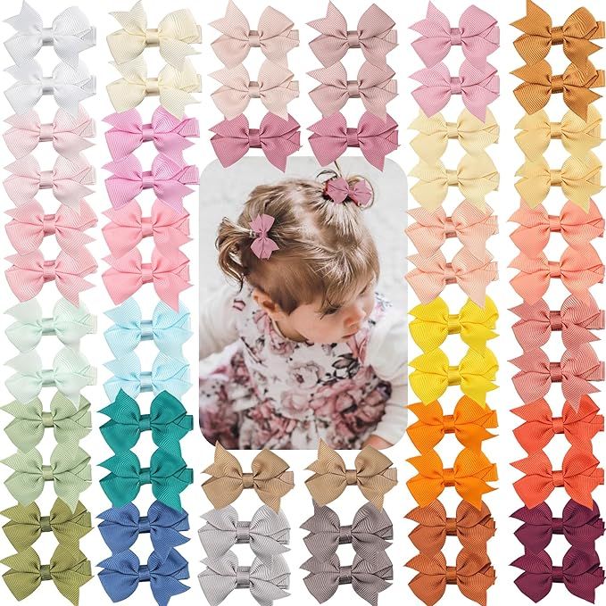 Baby Hair Clips,Small Hair Bows for Girls Fully Covered Alligator Clips Hair Barrettes for Baby G... | Amazon (US)