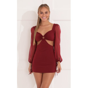 Long Sleeve Cutout Dress in Burgundy | Lucy in the Sky