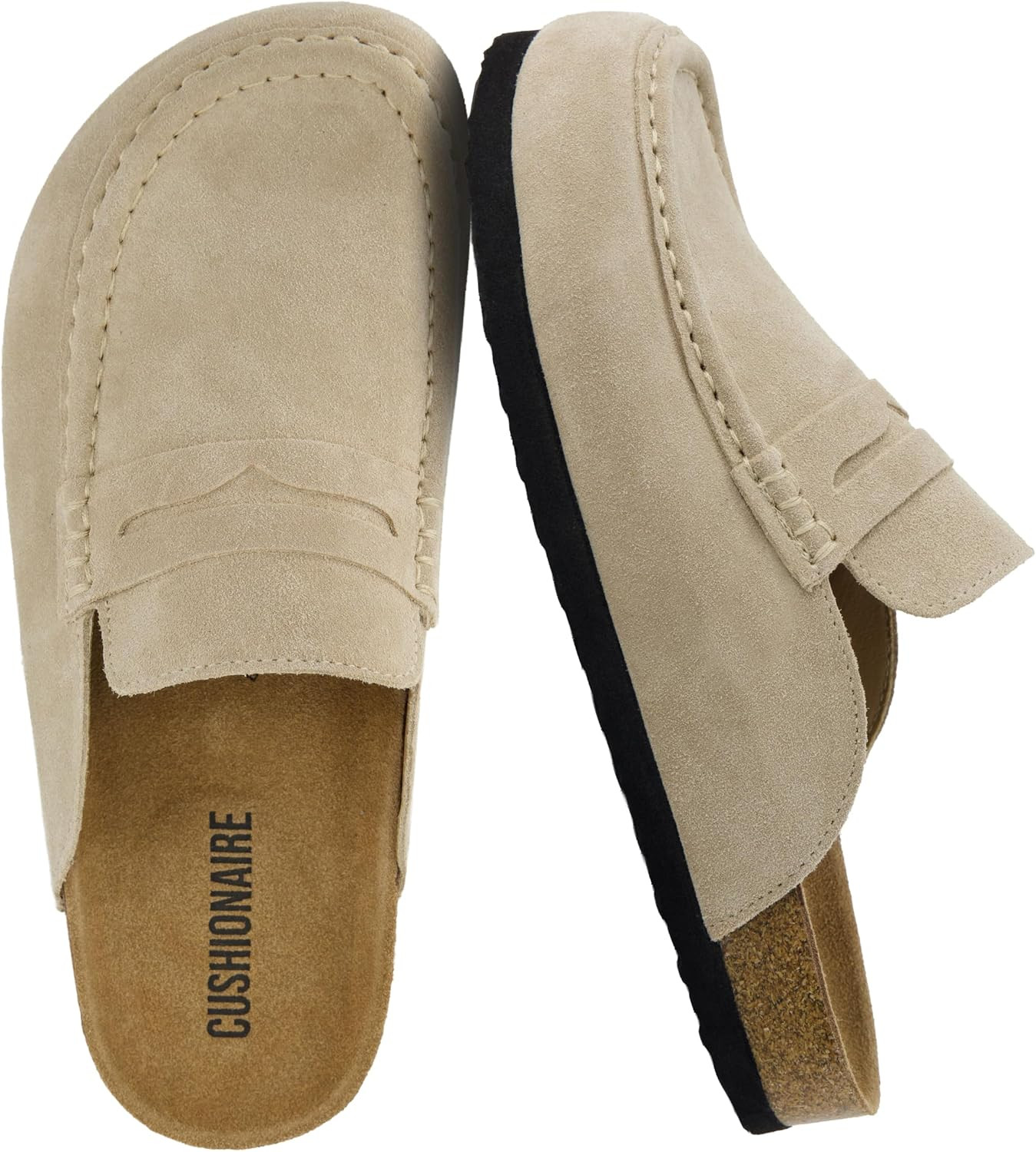 CUSHIONAIRE Fondu Genuine Leather Mule Clogs for Women, Comfortable Slip On Womens Shoes with Penny Strap Accent and Memory Foam Footbed | Amazon (US)