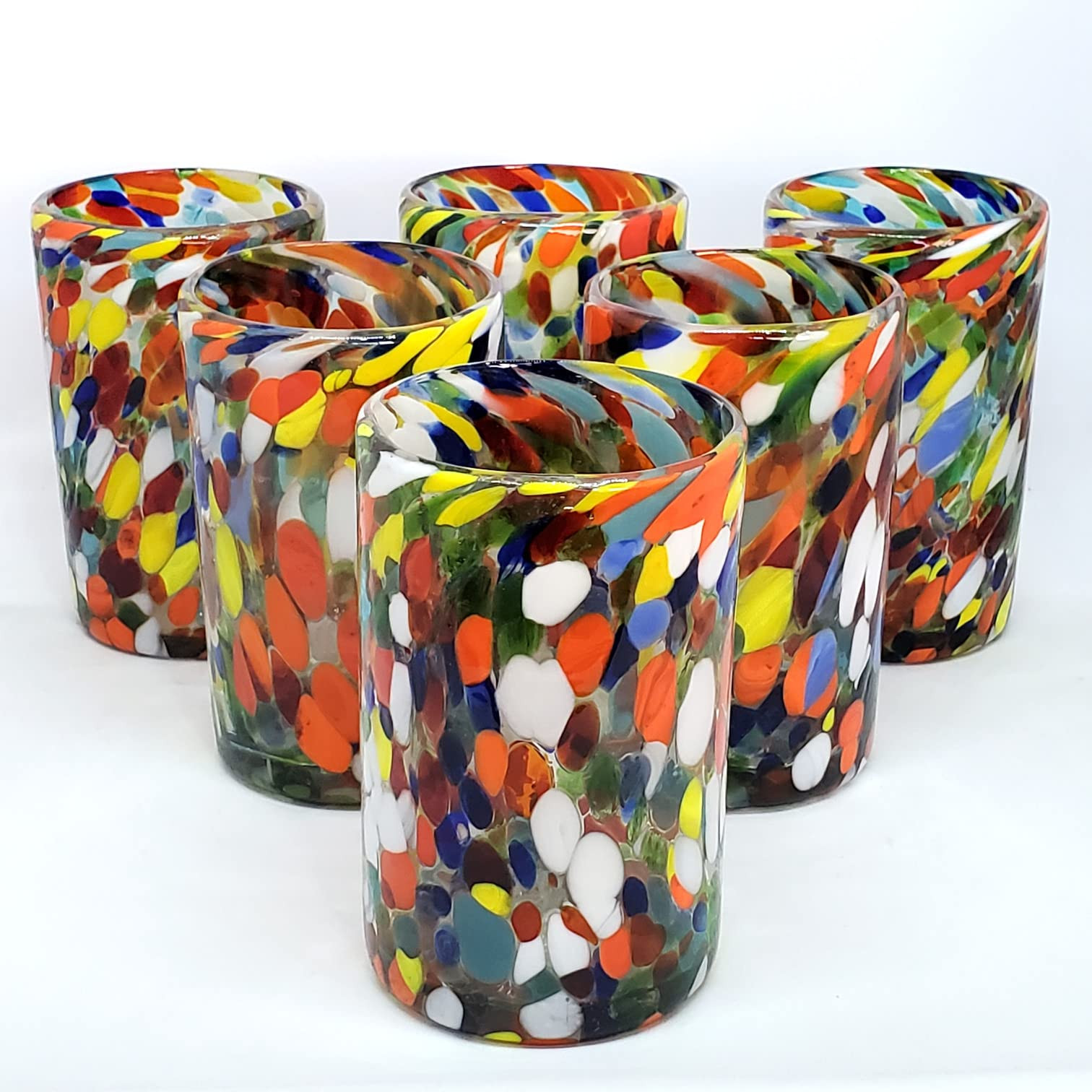 Confetti Carnival 14 oz Drinking Glasses (set of 6), Recycled Glass, Lead-free, Toxin-Free (Drink... | Amazon (US)