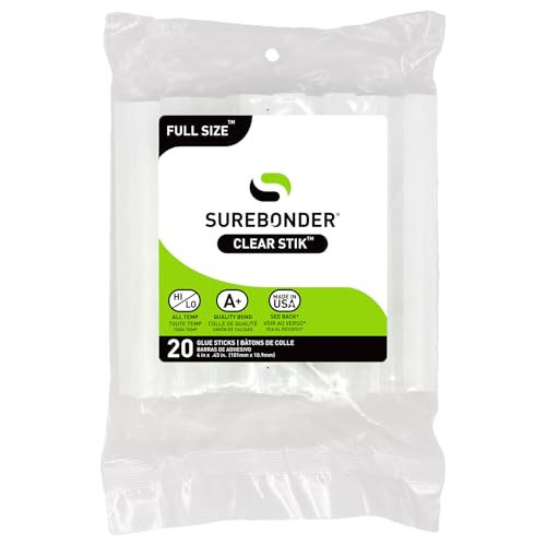 Surebonder Full-Size Hot Glue Sticks for Craft, DIY, and Repairs, All Purpose, All Temperature - 4-Inch Length - 20 Pack, Clear | Amazon (US)