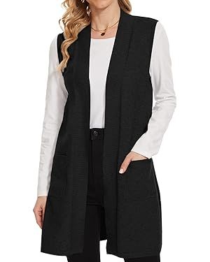 Beautiful Nomad Sleeveless Cardigans for Women Long Sweater Vest Jacket Ribbed Outerwear Coat wit... | Amazon (US)