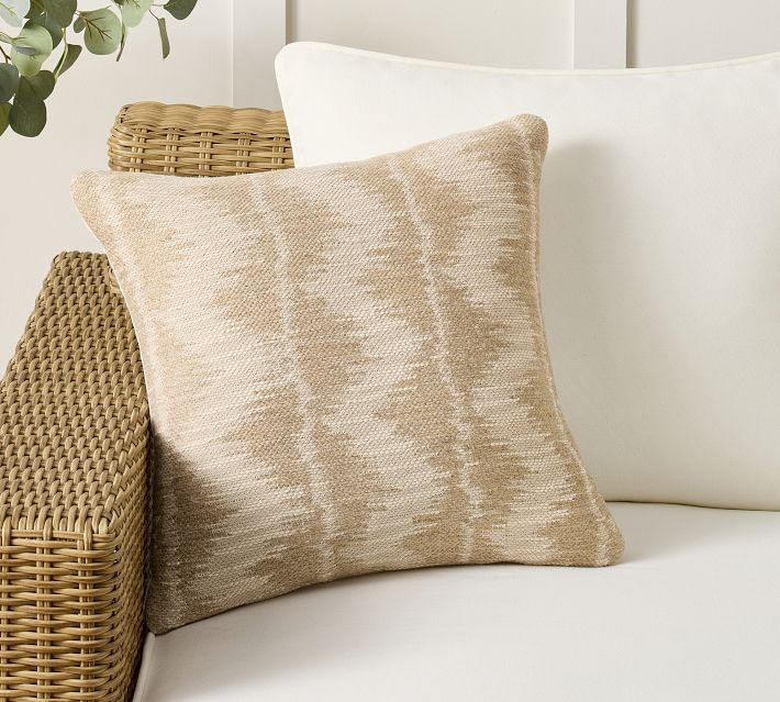Evie Ikat Woven Outdoor Pillow | Pottery Barn (US)