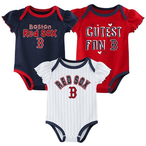 MLB Boston Red Sox Baby Girls' 3pk Bodysuit Set | Target