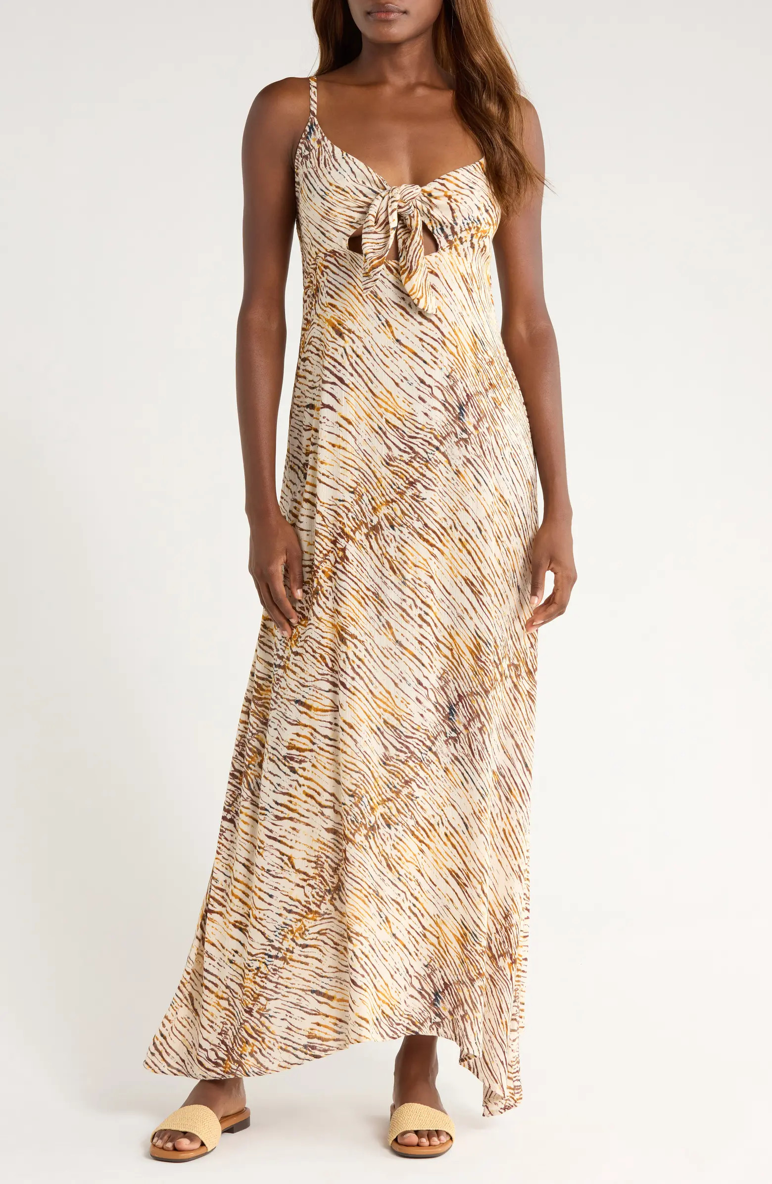 Cutout Tie Front Maxi Cover-Up Sundress | Nordstrom