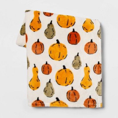Pumpkin and Gourd Throw Blanket Cream | Target