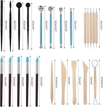 RUBFAC Polymer Clay Tools, Clay Tools Kit, 24pcs Clay Sculpting Tools Set with Stylus and Rock Pa... | Amazon (US)