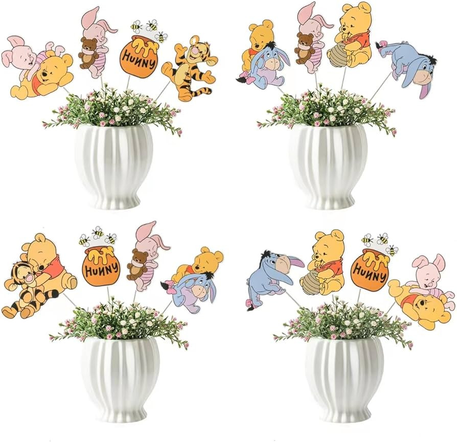 24PCS Winnie Party Decorations,Centerpieces Decorations Stick Table Toppers For Birthday Party Su... | Amazon (US)