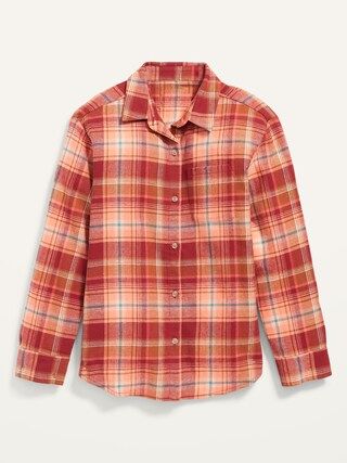 Cozy Long-Sleeve Button-Front Plaid Shirt for Girls | Old Navy (US)