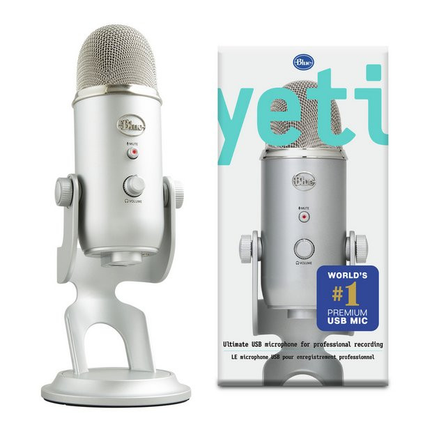 Blue Yeti USB Streaming Gaming Podcast PC Microphone-Silver215/2516 | argos.co.uk