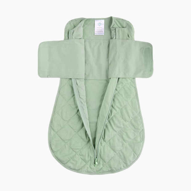 Dreamland Baby Dream Weighted Swaddle (2nd Generation) in Sage Green Size 0-6 months | 100% Natural | Babylist