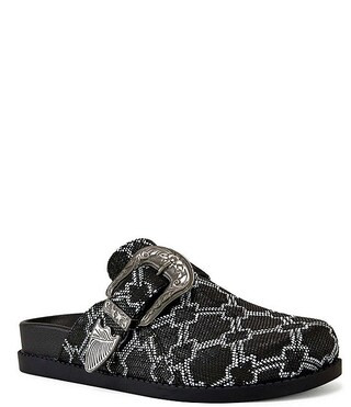 Azalea Wang Informer Textured Snake Print Western Buckle Hardware Mules | Dillard's | Dillard's
