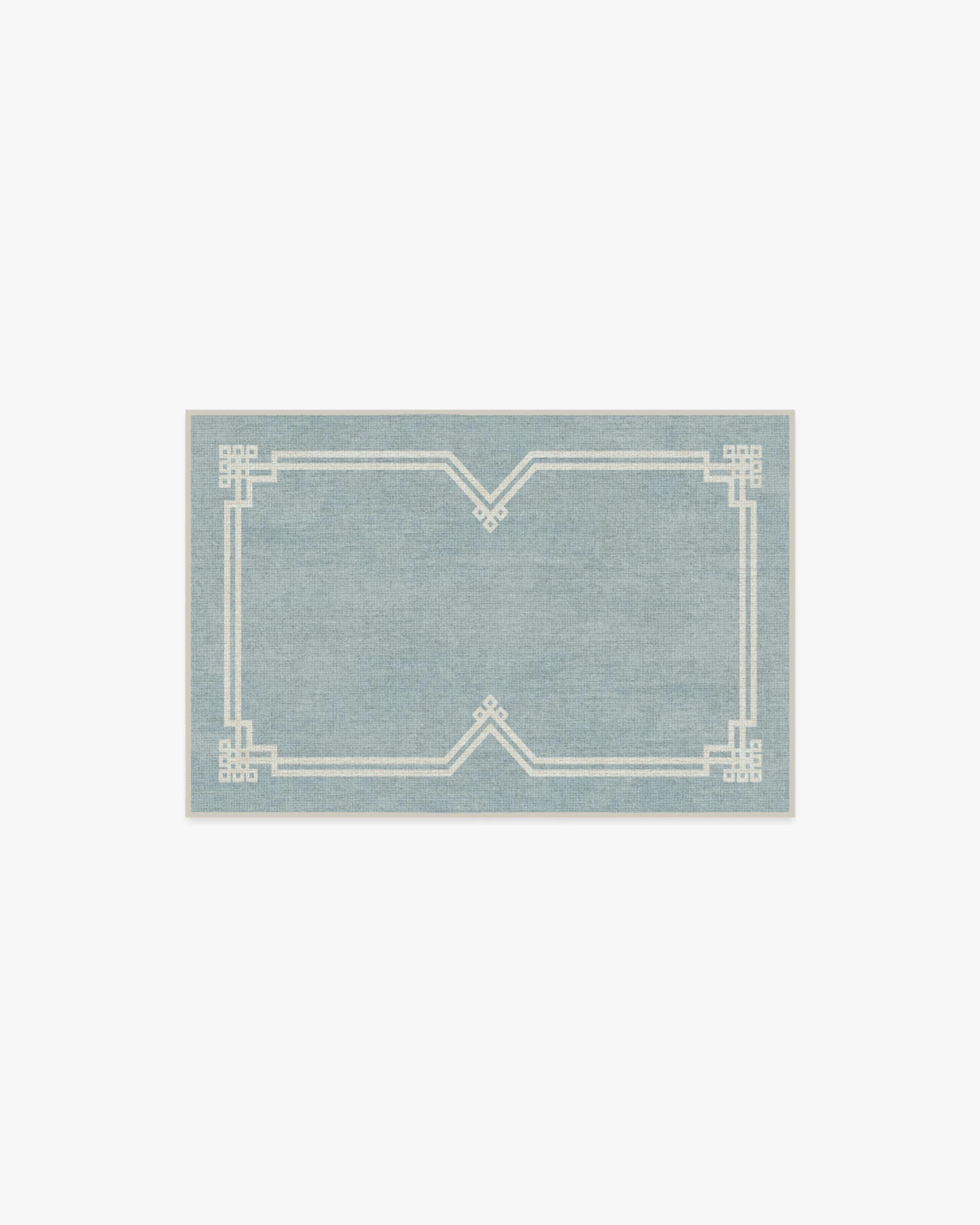 Chrysler Border Chambray Blue Flatwoven Rug by The Hiltons | Ruggable