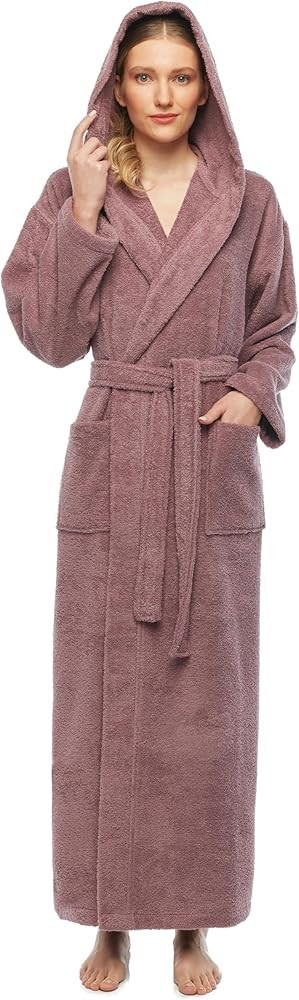 Arus Women's Hooded Classic Bathrobe Turkish Cotton Robe with Full Length Options | Amazon (US)
