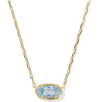 Kendra Scott Elisa Luxe Gold Short Pendant Necklace in Light Blue CZ | Glik's