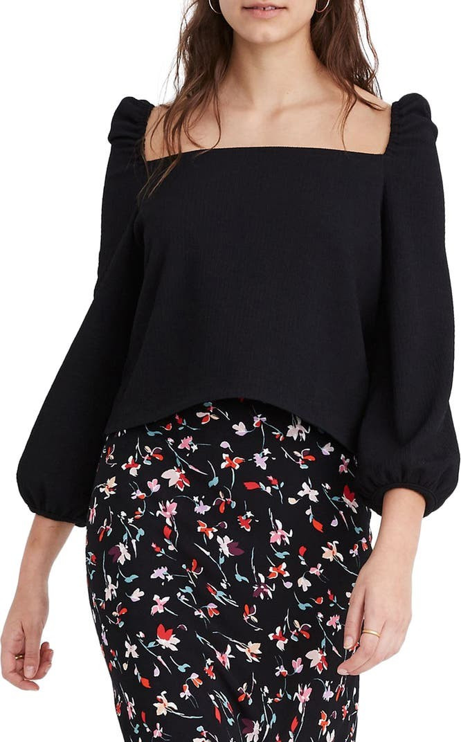Crepe Square Neck Puff Sleeve Top | Nordstrom
