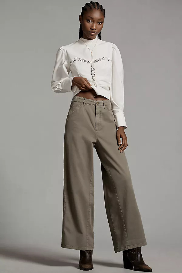 Relaxed Elastic-Back Wide-Leg Pants | Anthropologie (US)
