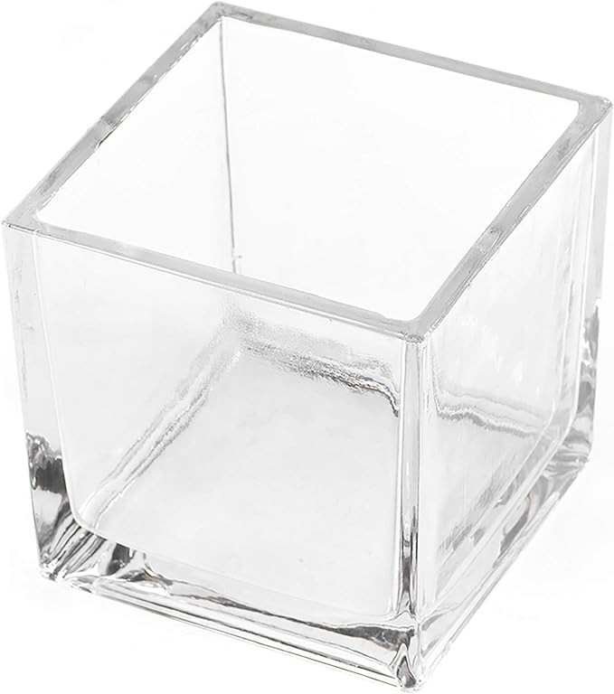 CYS EXCEL Glass Cube Vase 5"x5"x5" | Square Wedding Flower Vase Centerpieces | Cubic Glass Candle... | Amazon (US)