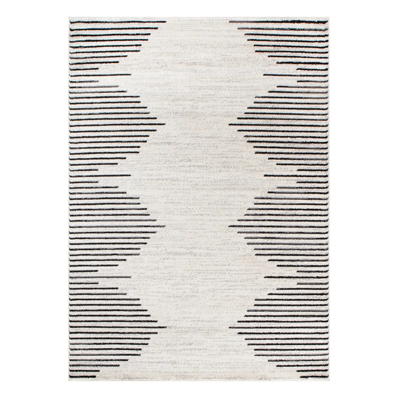 Phoebe Geometric Machine Made Polypropylene Area Rug in Cream/Black | Wayfair North America