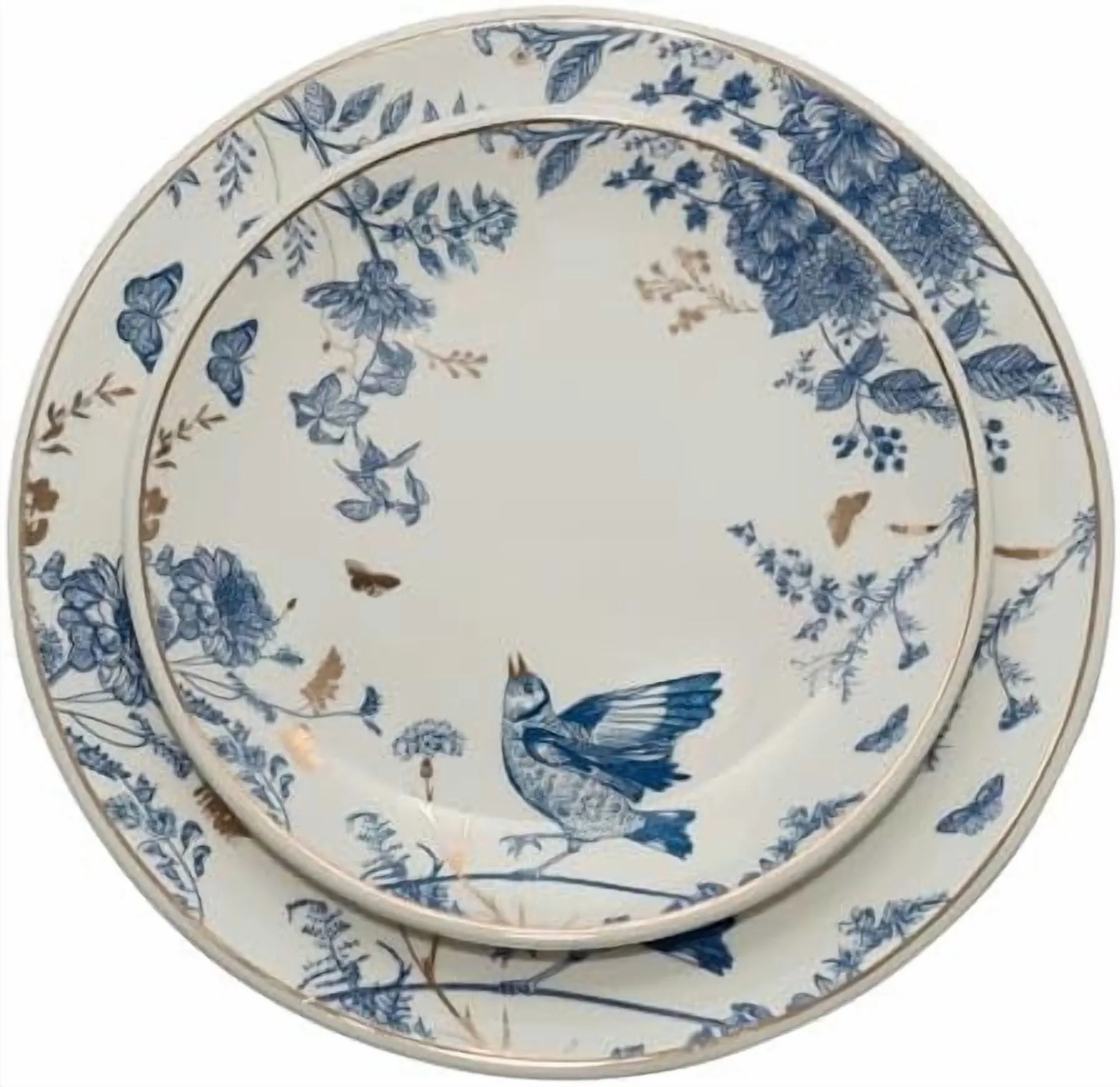 Porcelain Floral Plates Ceramic 8/10 Inch Ceramic Plates Set of 4, Dessert Plate Blue and White, ... | Walmart (US)