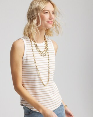 Striped High-Neck Ribbed Tank | Chico's