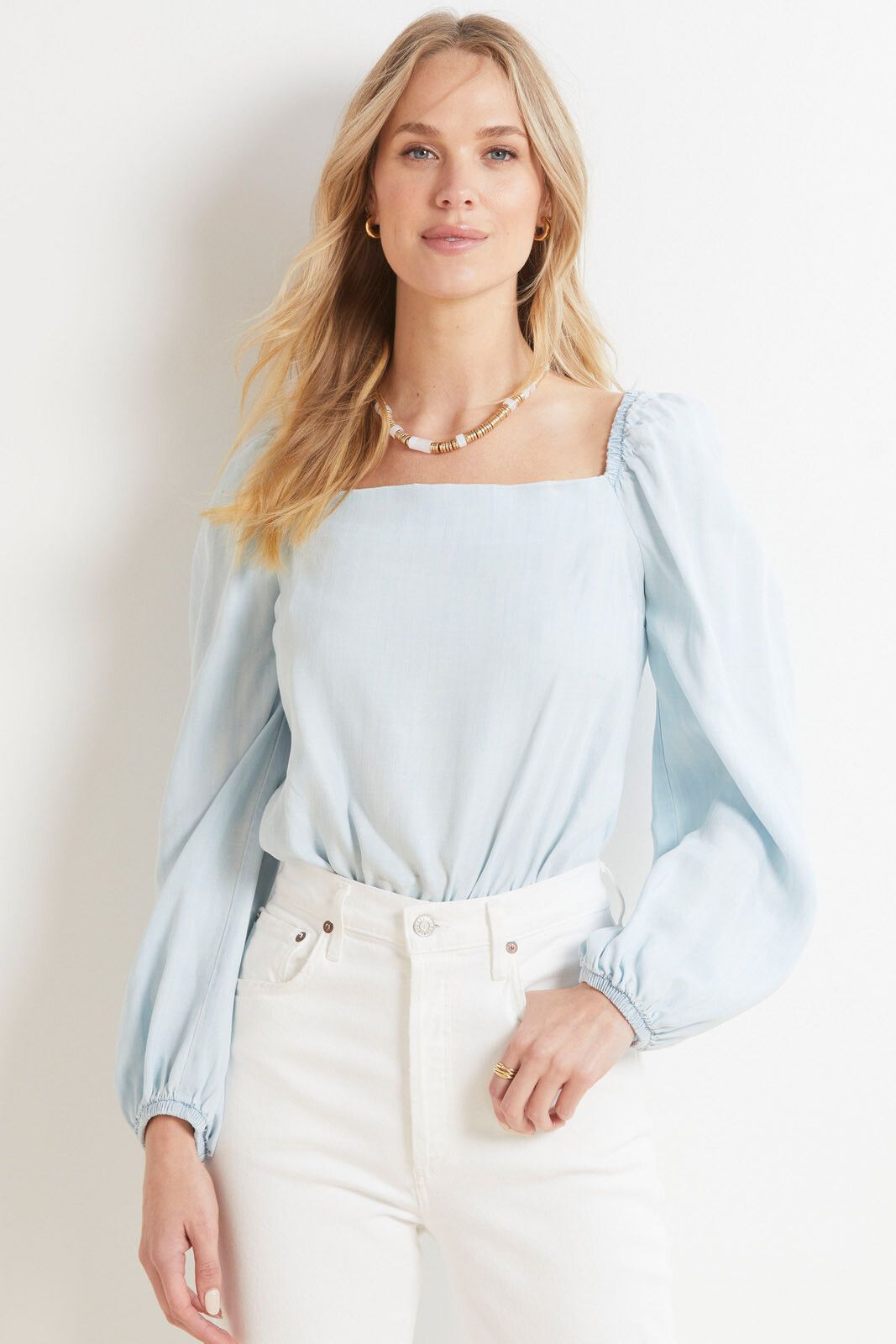 CLOTH AND STONE Smocked Square Neck Blouse | EVEREVE | Evereve