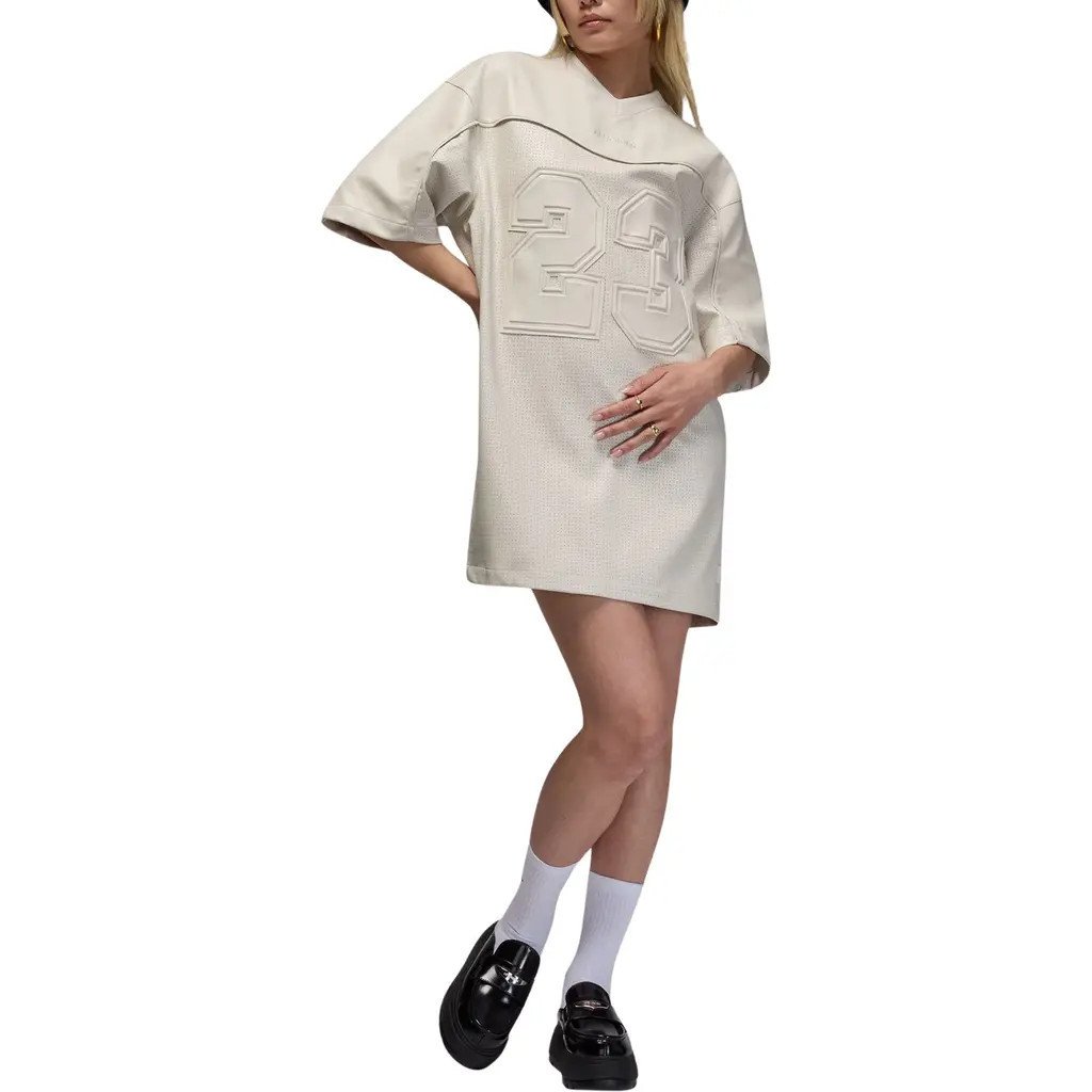 Jordan Faux Leather T-Shirt Dress in Light Ore Wood Brown at Nordstrom, Size Medium | Nordstrom