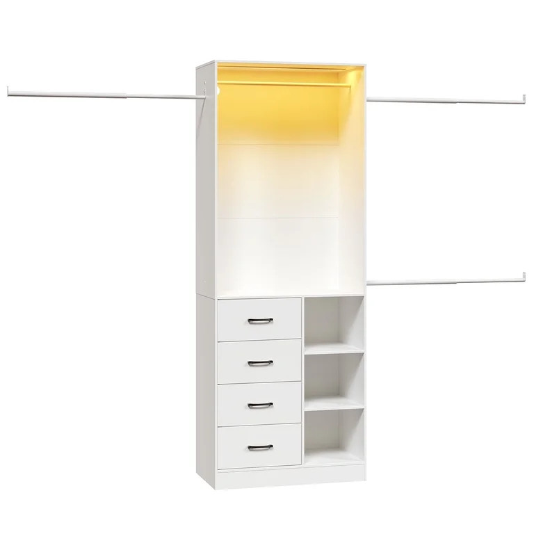 9FT Closet System, Closet Organizer with Extendable Hanging Rods, Walk-in Wardrobe Clothes Rack w... | Walmart (US)