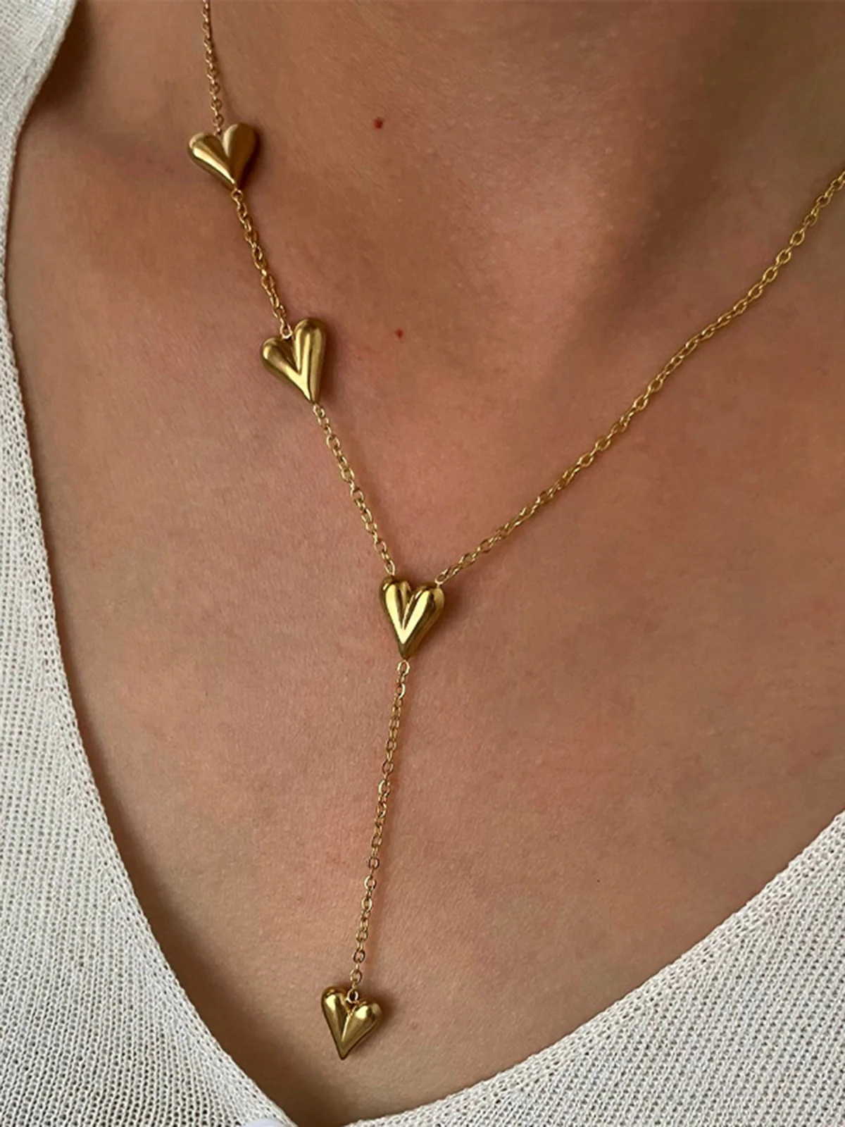 Golden Heart Tassel Necklace | Commense