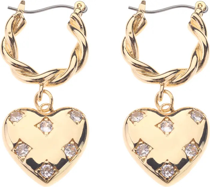 Pavé Heart Drop Huggie Hoop Earrings | Nordstrom Rack