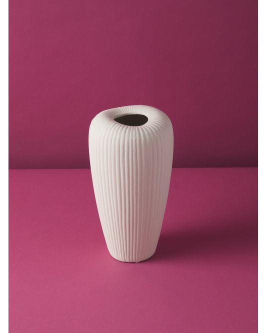 12in Ceramic Ribbed Vase | Florals | HomeGoods | HomeGoods