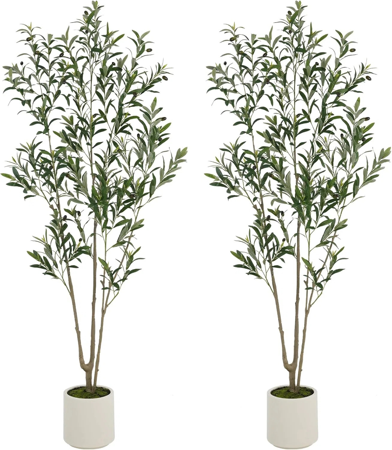 Primrue Lifelike Faux Olive Tree with White Planter – Realistic Artificial Olive Plant for Indo... | Wayfair North America