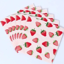 25pcs/set Paper Dinner Napkin, Strawberry Pattern Disposable Napkin For Party | SHEIN