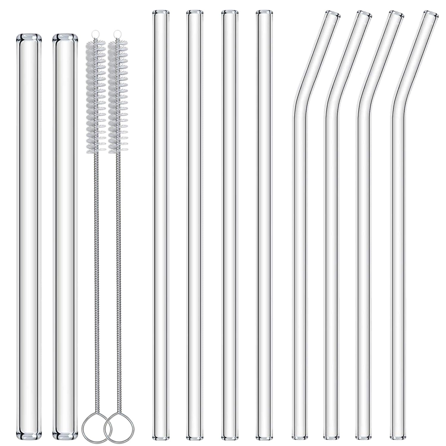 10-Pack Glass Straws Reusable Drinking Straw Including 4 Straight and 4 Bent Straws & 2 Extra Wid... | Amazon (CA)