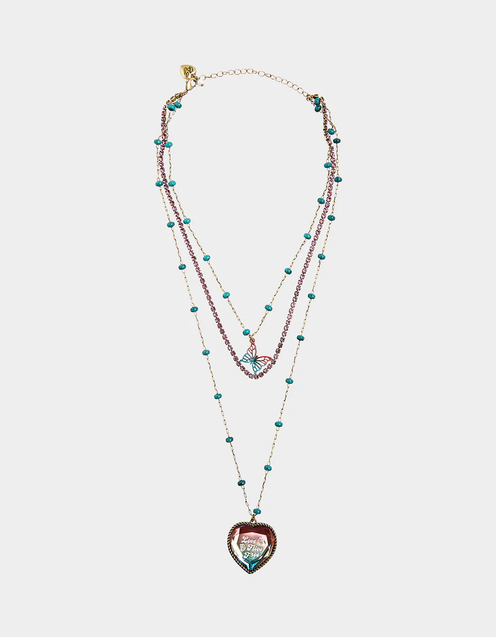 BOHO BUTTERFLY MULTI ROW NECKLACE MULTI Layered Butterfly Necklace | Women's Necklaces | Betsey Johnson