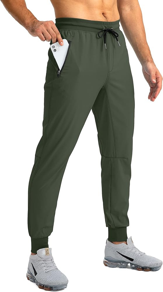 Pudolla Men's Lightweight Jogger Pants Workout Gym Running Pants with Zipper Pockets for Athletic Ca | Amazon (US)