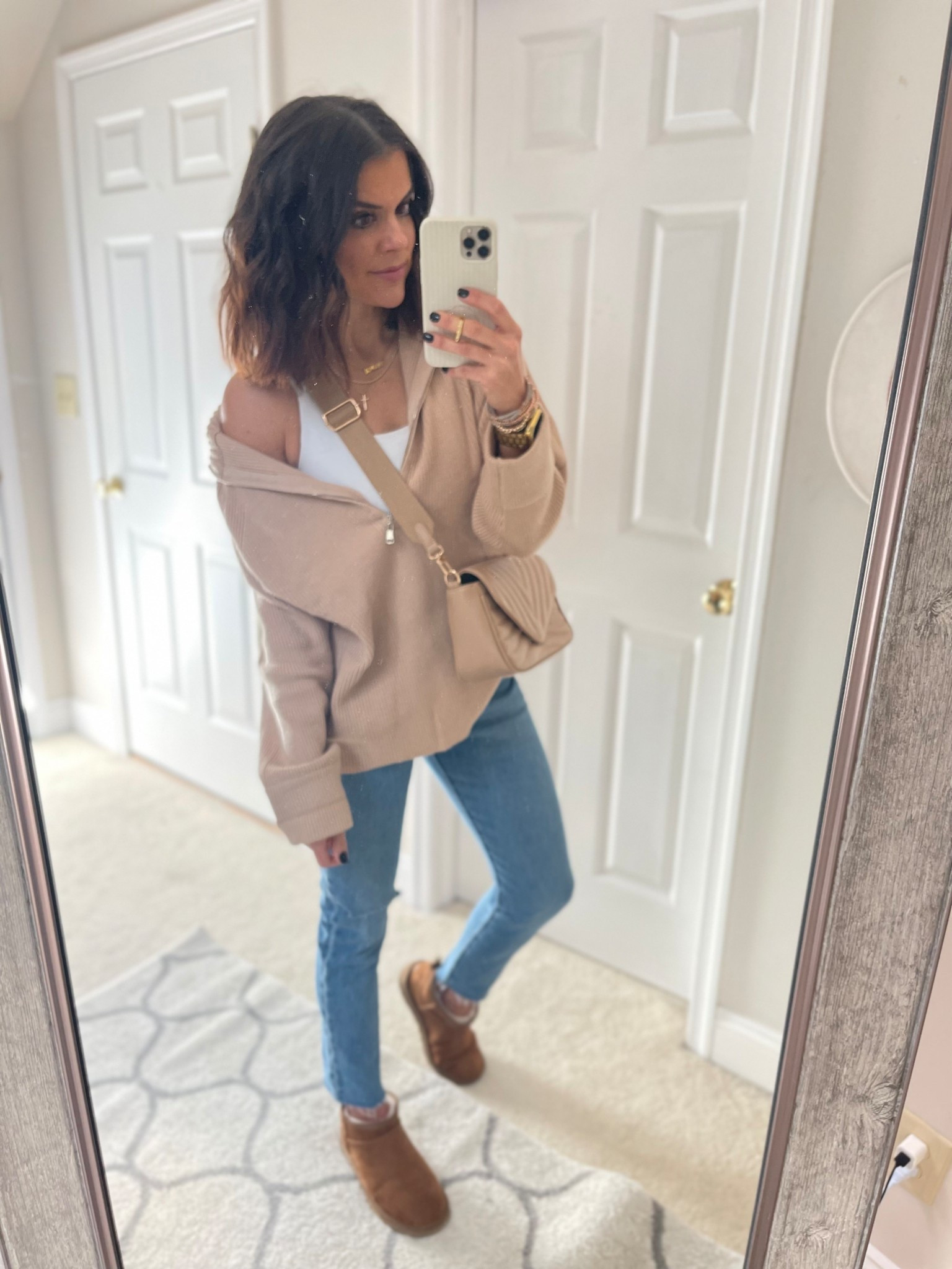 Sized up 2 sizes to a large for this fit in sweater Jeans size up one

#LTKFindsUnder100 #LTKSeasonal