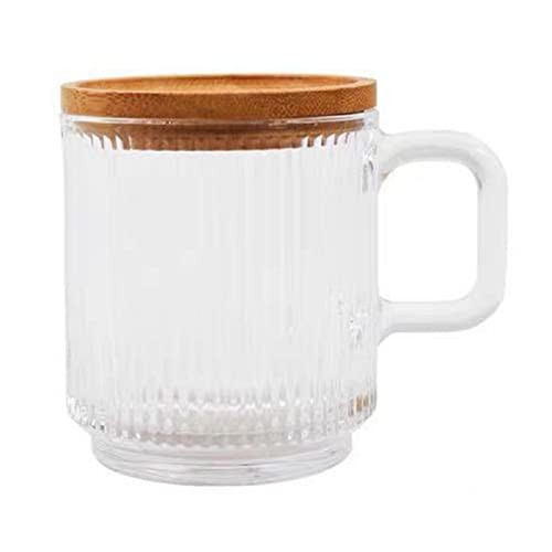 Ochine Iridescent Glass Coffee Mugs Set Clear Glass Mug with Lid and Handle Premium Classical Vertical Stripes Glass Tea Cups Glass Cup Whiskey Glasses Espresso Cappuccino Drinking Glassware | Amazon (US)