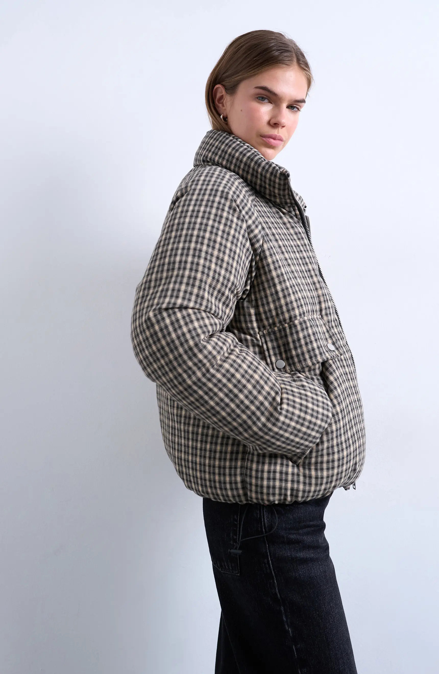 Micro Check Puffer Bomber Jacket | Nordstrom