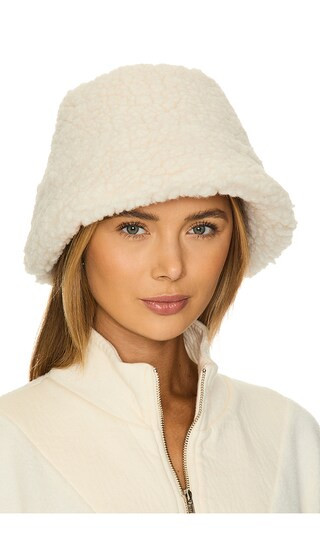 Faux Shearling Bucket Hat in Ivory | Revolve Clothing (Global)