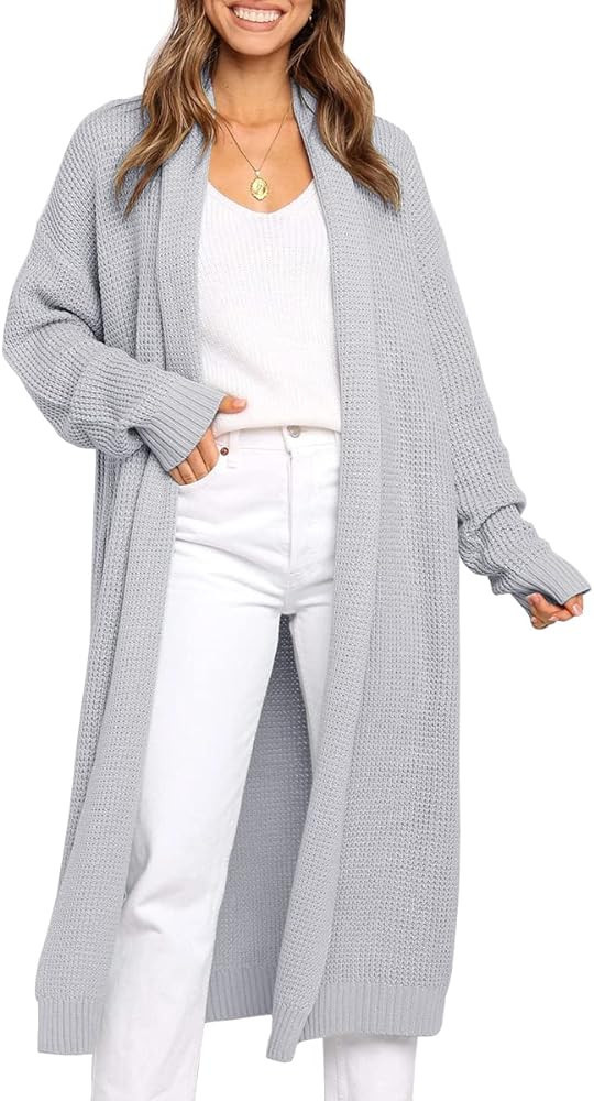 LILLUSORY Women's Oversized Slouchy Knit Chunky Open Front Sweater Coat with Pockets | Amazon (US)