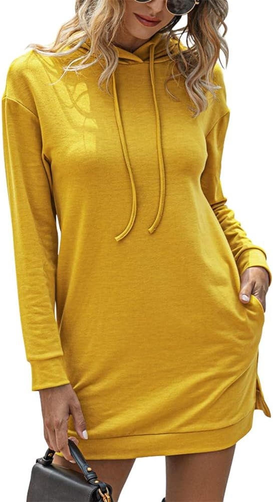 LOGENE Women's Tie Dye Printed Long Hoodie Sweatshirt Casual Long Sleeve Pullover Hoodie Dress wi... | Amazon (US)