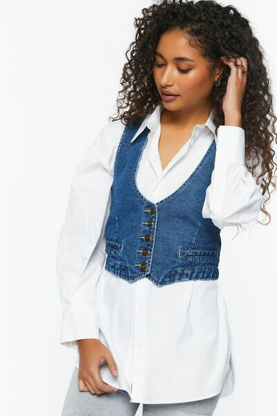 Denim Cropped Vest | Forever 21 (US)