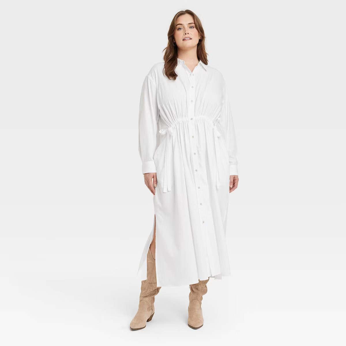 Women's Long Sleeve Cinch Waist Maxi Shirtdress - Universal Thread™ | Target