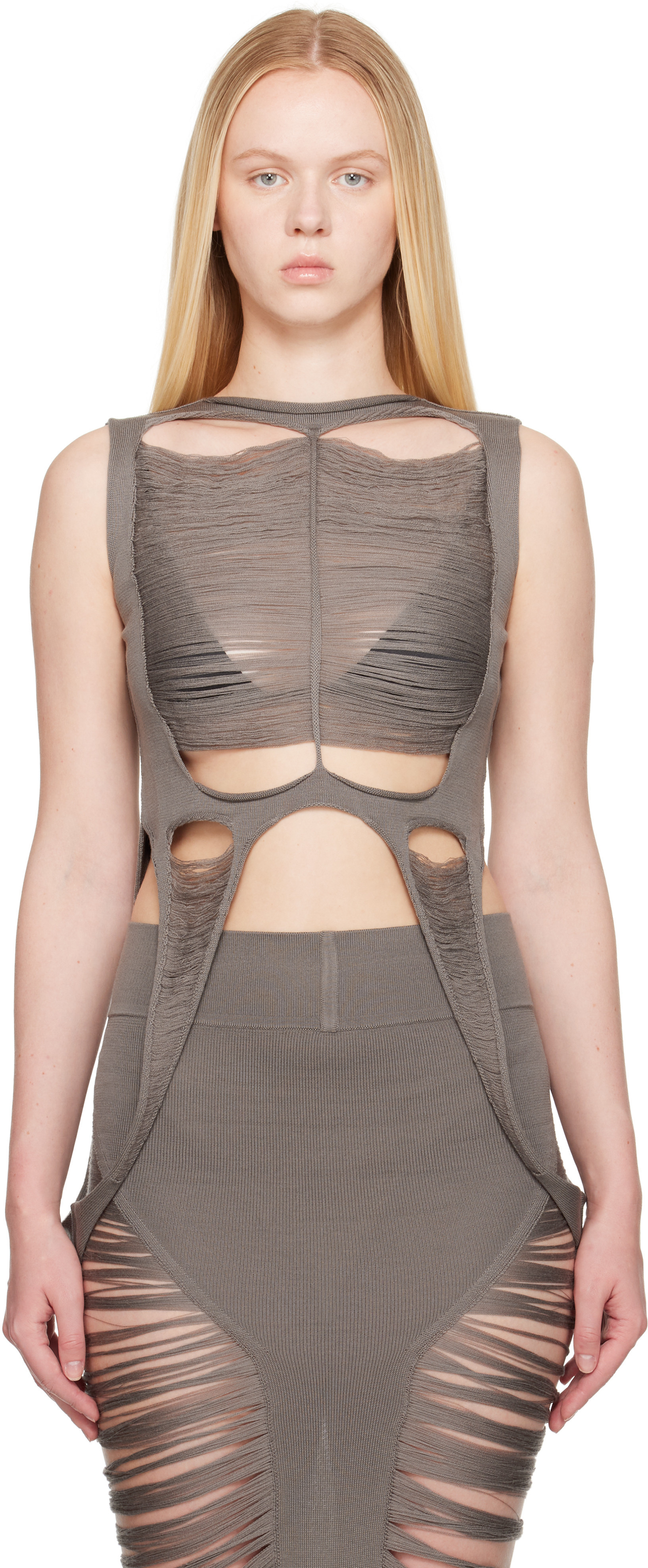 Rick Owens Gray Hollywood Tanja Tank Top | SSENSE