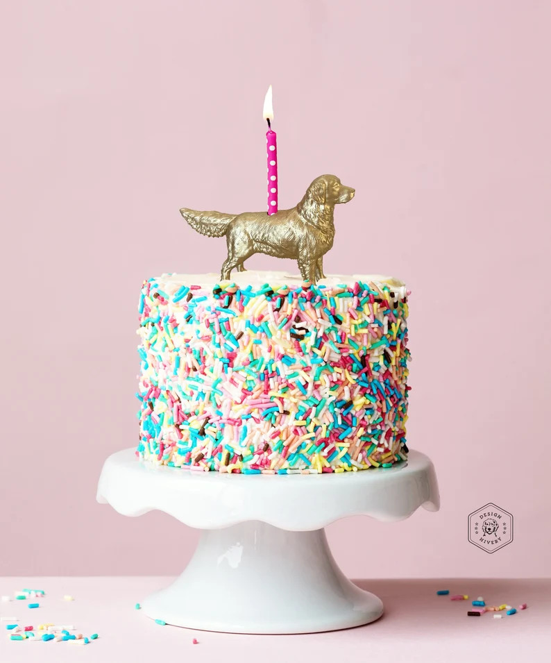 Golden Retriever Cake Topper: Metallic Gold Party Decoration - Etsy | Etsy (US)