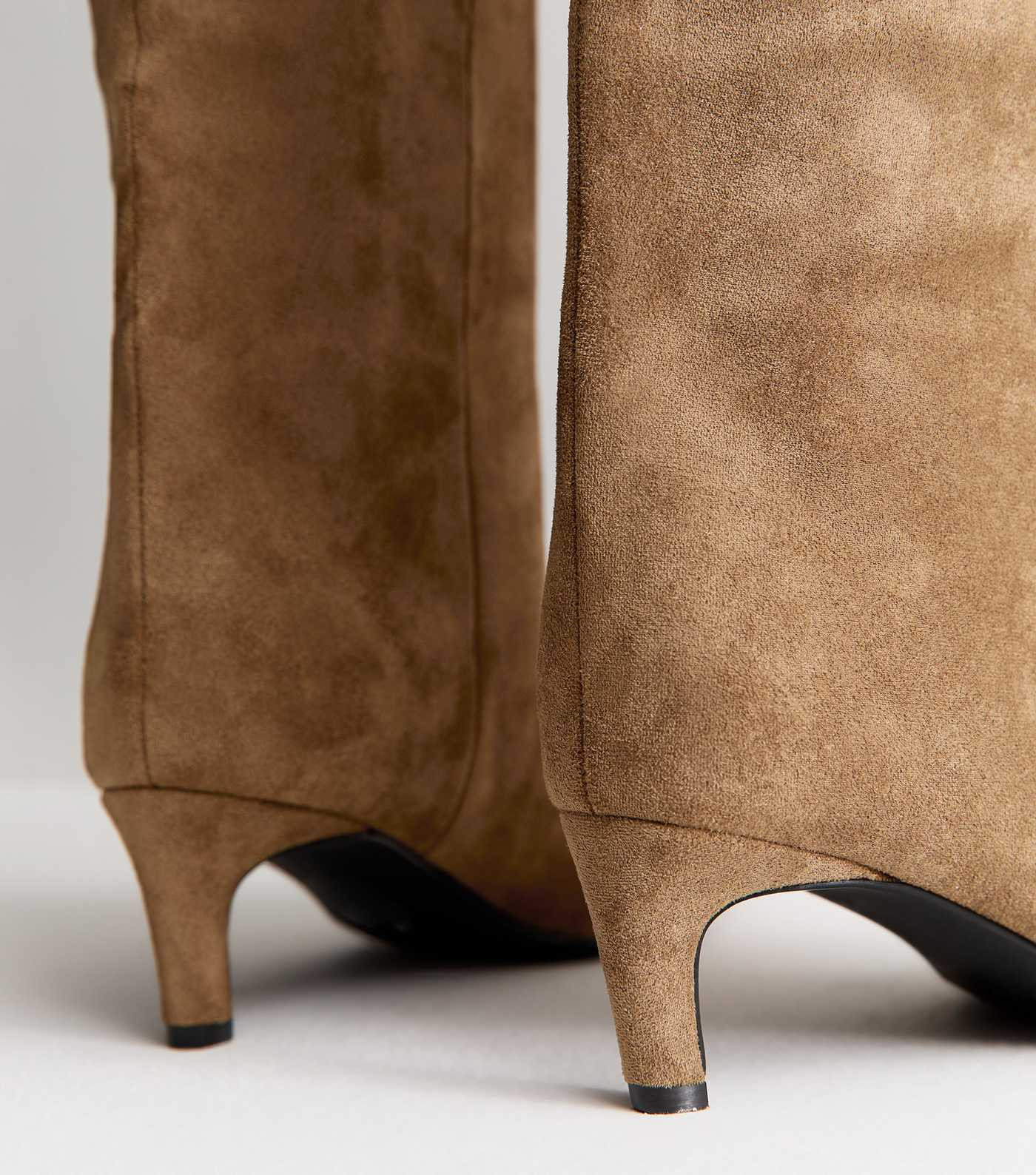 Camel Faux Suede Low Stiletto Heel Knee High Boots | New Look | New Look (UK)