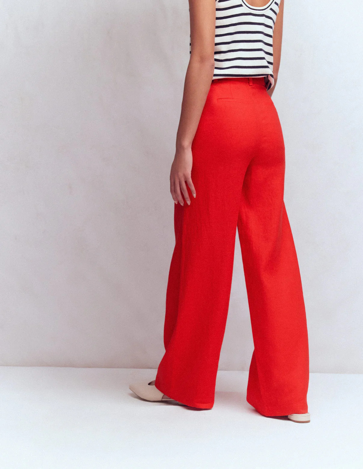 Belgravia Linen Trousers-Bright Cherry | Boden UK
